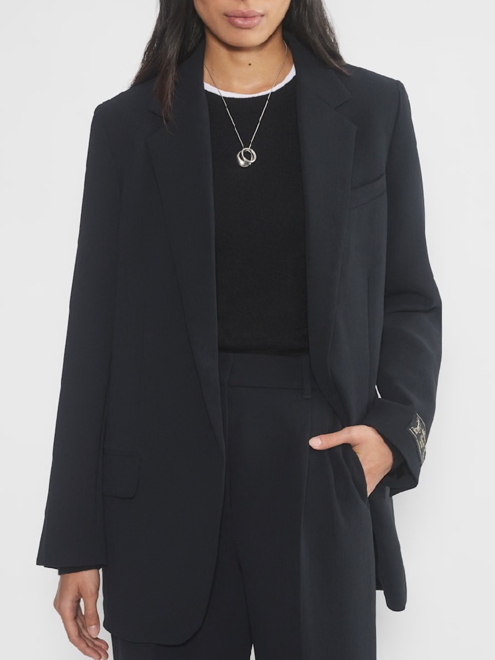 Aritzia Wilfred Therese Japanese crepe open-front relaxed blazer